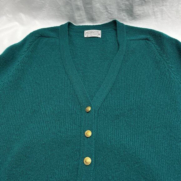 Vtg Pendleton Button Cardigan 100% Virgin Wool Teal Green Sweater Women's Size M - Picture 3 of 8
